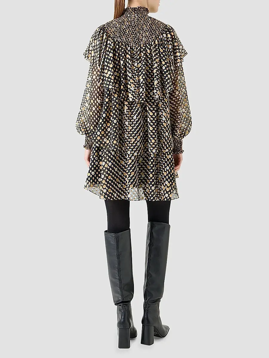 Akris punto Women's Polka Dot Devoré Crêpe De Chine Ruffle Minidress | Thumbnail 4