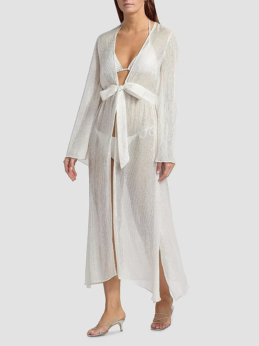 Milly Women's Vince Pinstriped Cover-Up Robe | Thumbnail 2 Milly Women's Vince Pinstriped Cover-Up Robe | Thumbnail 2