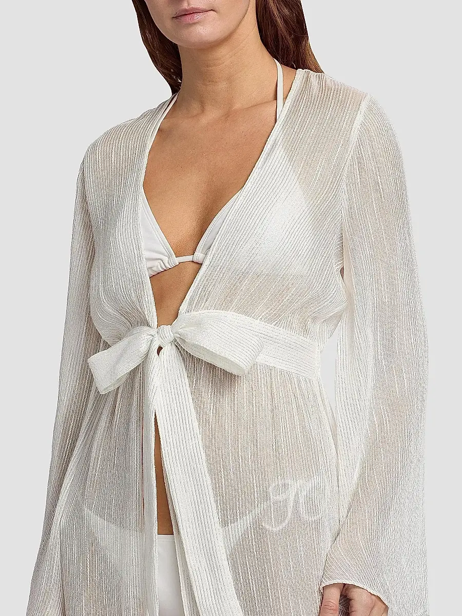 Milly Women's Vince Pinstriped Cover-Up Robe | Thumbnail 5 Milly Women's Vince Pinstriped Cover-Up Robe | Thumbnail 5