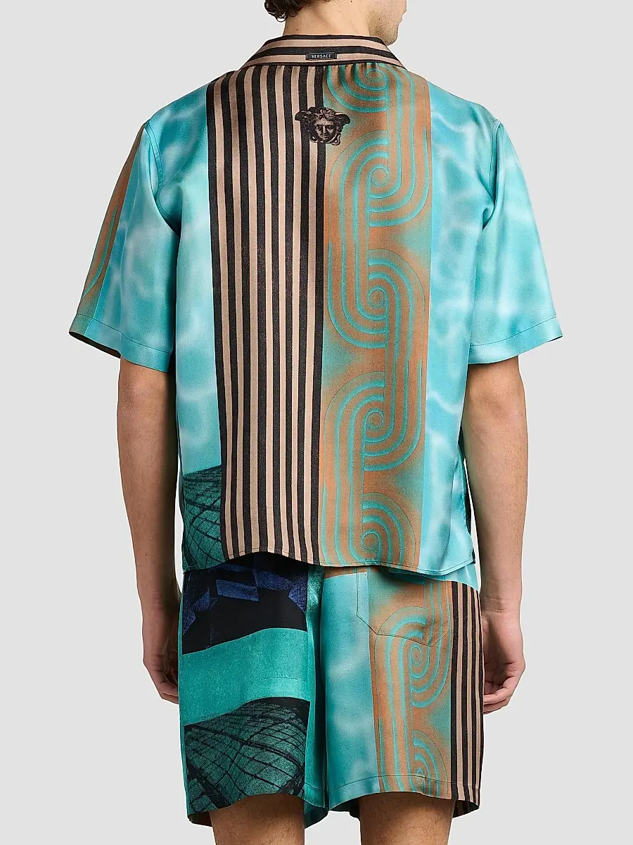 Versace Men's Printed Silk Camp Shirt | Thumbnail 5