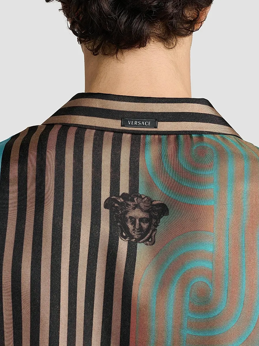 Versace Men's Printed Silk Camp Shirt | Thumbnail 6
