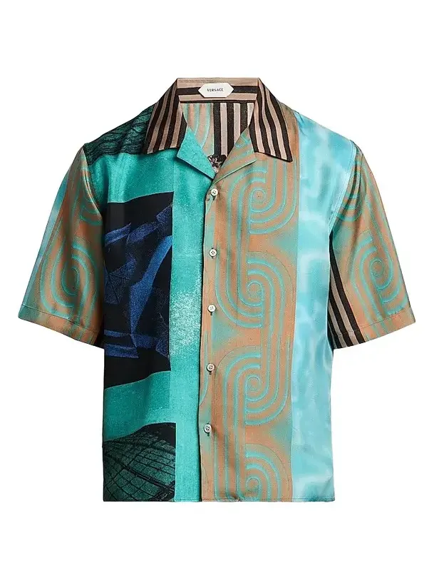 Men's Printed Silk Camp Shirt