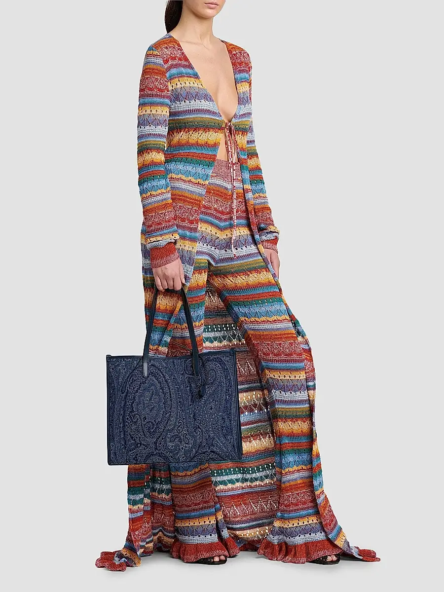 Etro Women's Lovetrotter Large Jacquard Paisley Denim Tote Bag | Thumbnail 2 Etro Women's Lovetrotter Large Jacquard Paisley Denim Tote Bag | Thumbnail 2