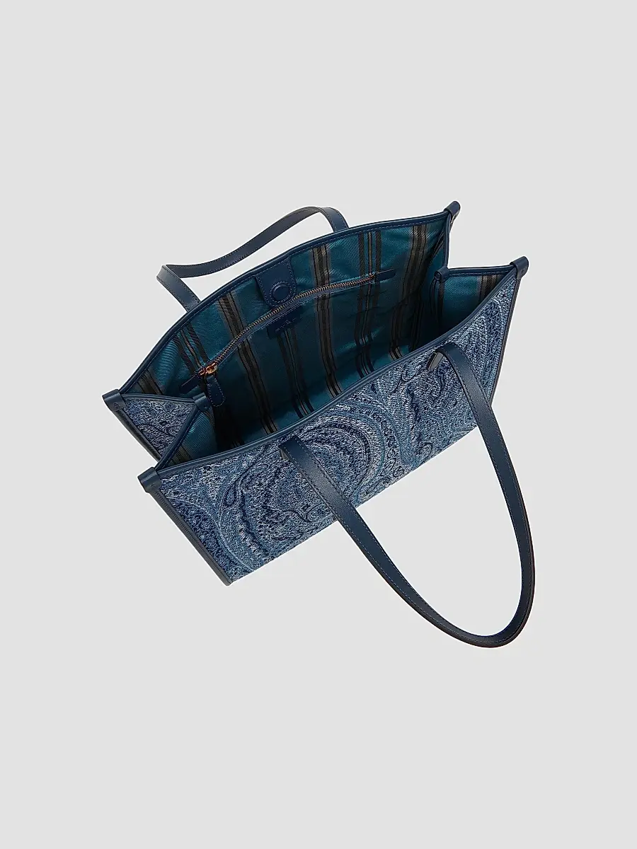 Etro Women's Lovetrotter Large Jacquard Paisley Denim Tote Bag | Thumbnail 3 Etro Women's Lovetrotter Large Jacquard Paisley Denim Tote Bag | Thumbnail 3