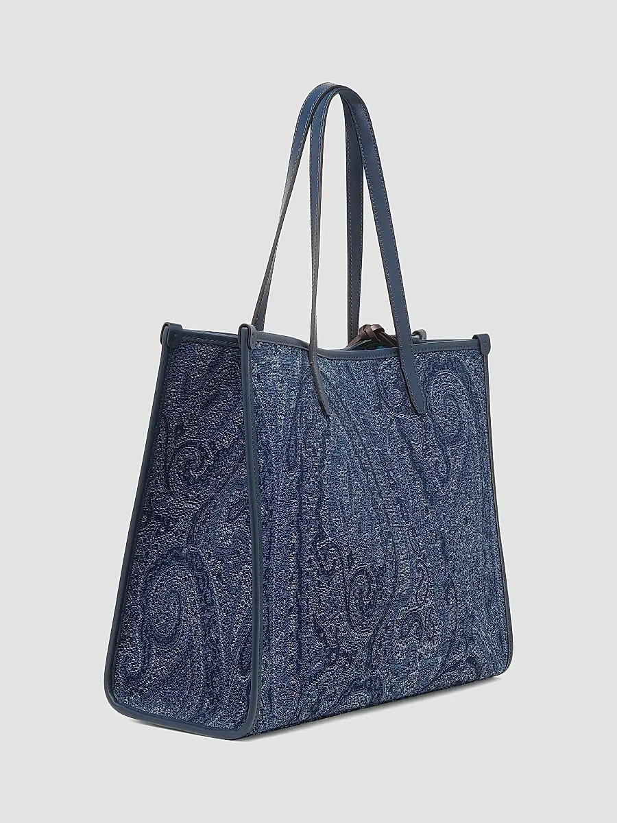 Etro Women's Lovetrotter Large Jacquard Paisley Denim Tote Bag | Thumbnail 4 Etro Women's Lovetrotter Large Jacquard Paisley Denim Tote Bag | Thumbnail 4