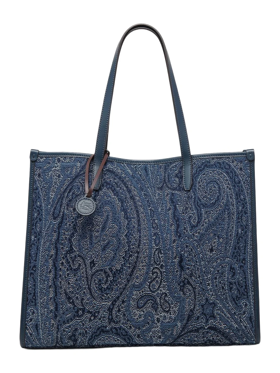Etro Women's Lovetrotter Large Jacquard Paisley Denim Tote Bag