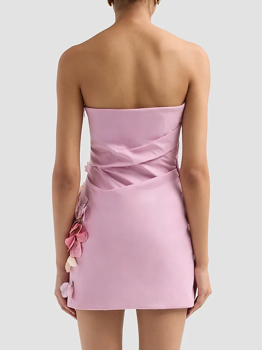 ACLER Women's Femme Fatale Keble Draped Floral-Appliqué Mini Dress | Thumbnail 3 ACLER Women's Femme Fatale Keble Draped Floral-Appliqué Mini Dress | Thumbnail 3