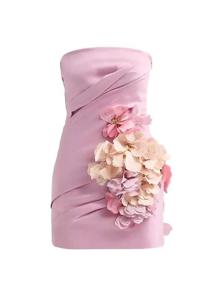 ACLER Women's Femme Fatale Keble Draped Floral-Appliqué Mini Dress