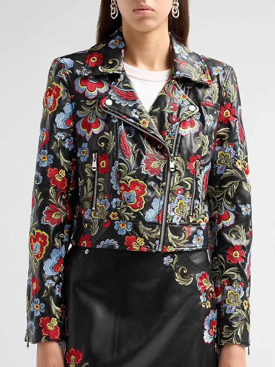 Cinq à Sept Women's Genevive Floral-Embroidered Biker Jacket | Thumbnail 5 Cinq à Sept Women's Genevive Floral-Embroidered Biker Jacket | Thumbnail 5