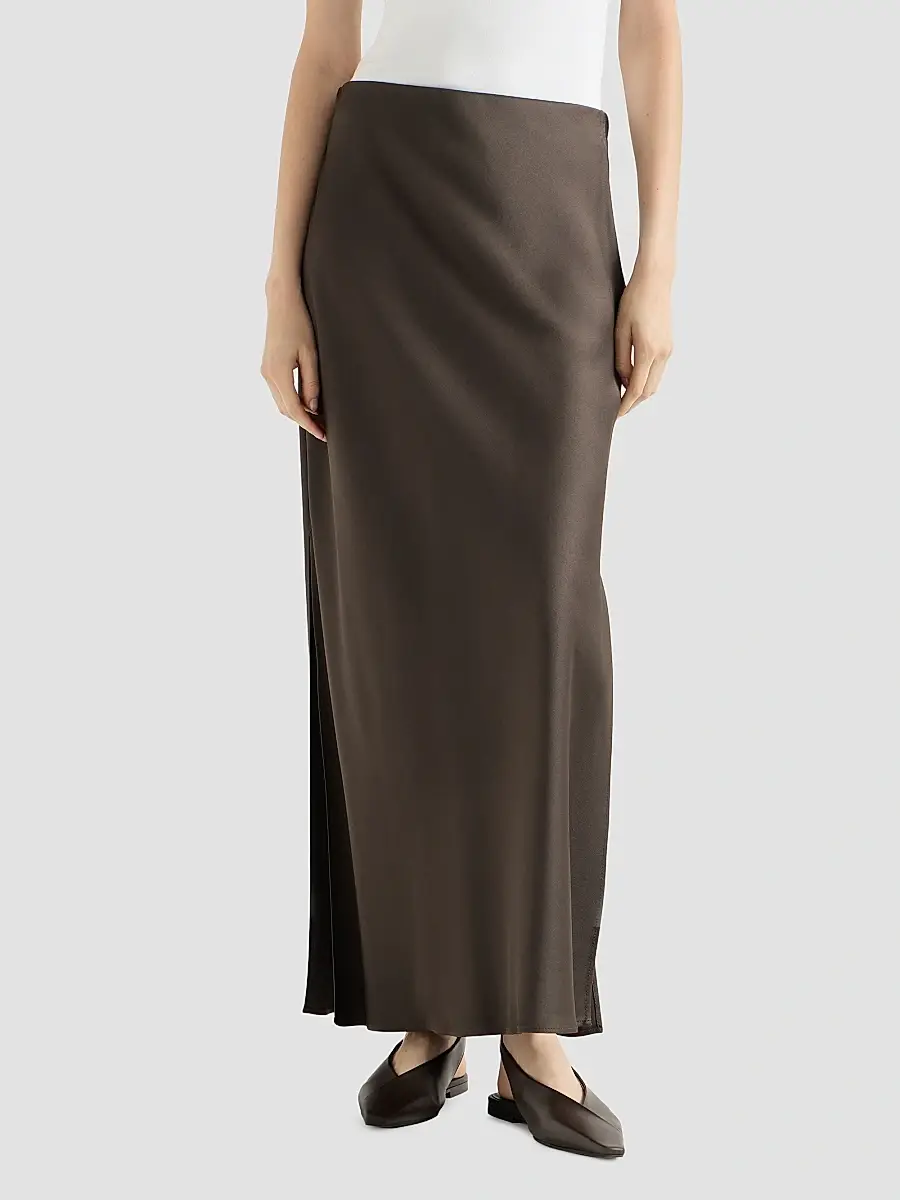 Brunello Cucinelli Women's Satin Cady Fluid Bias Cut Skirt | Thumbnail 3 Brunello Cucinelli Women's Satin Cady Fluid Bias Cut Skirt | Thumbnail 3
