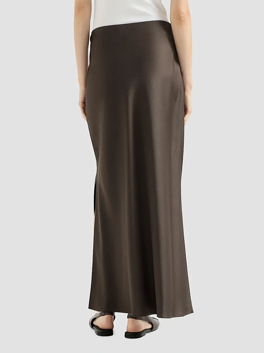 Brunello Cucinelli Women's Satin Cady Fluid Bias Cut Skirt | Thumbnail 4 Brunello Cucinelli Women's Satin Cady Fluid Bias Cut Skirt | Thumbnail 4