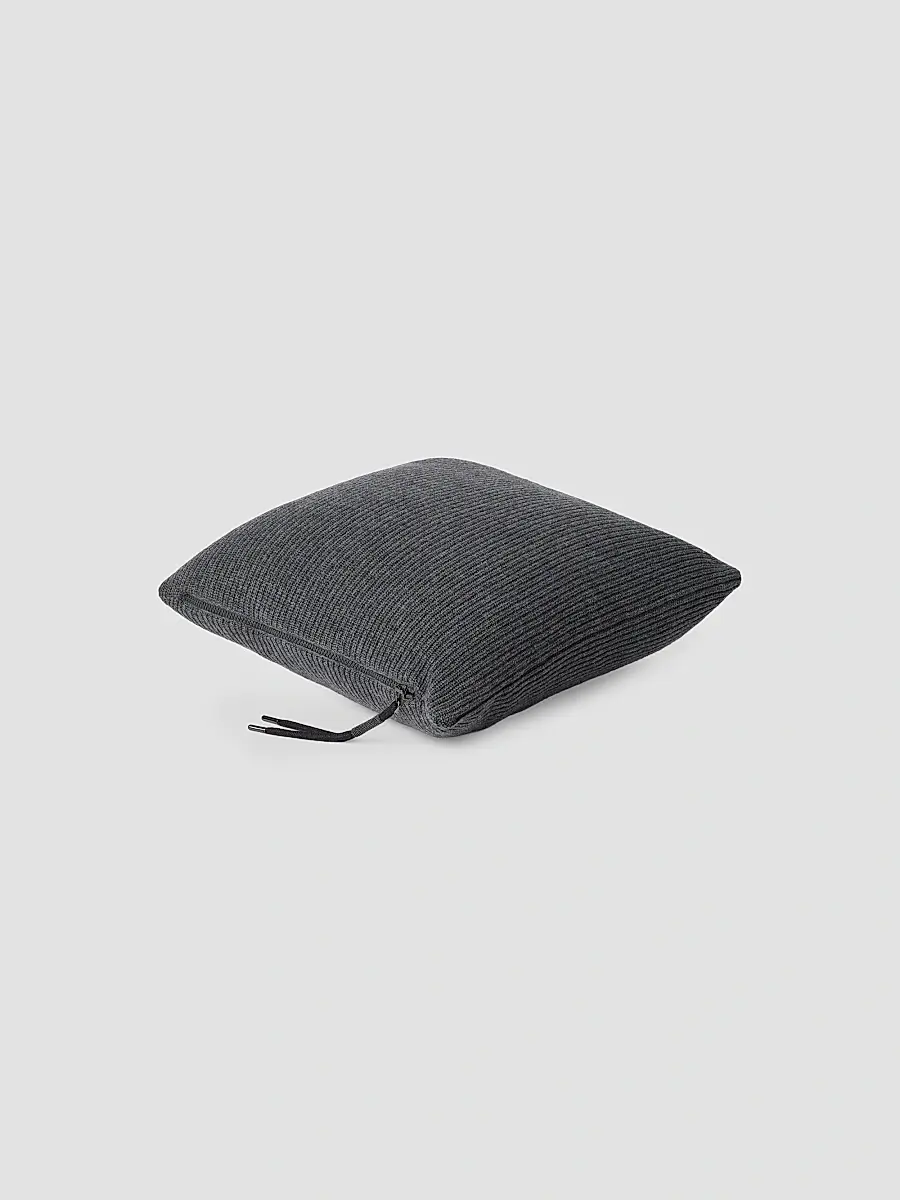Brunello Cucinelli Cashmere English Rib Knit Cushion with Shiny Zipper Pull | Thumbnail 3 Brunello Cucinelli Cashmere English Rib Knit Cushion with Shiny Zipper Pull | Thumbnail 3