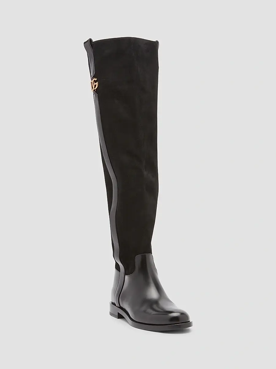 Dolce & Gabbana Women's Equestrian Suede & Leather Boots | Thumbnail 2