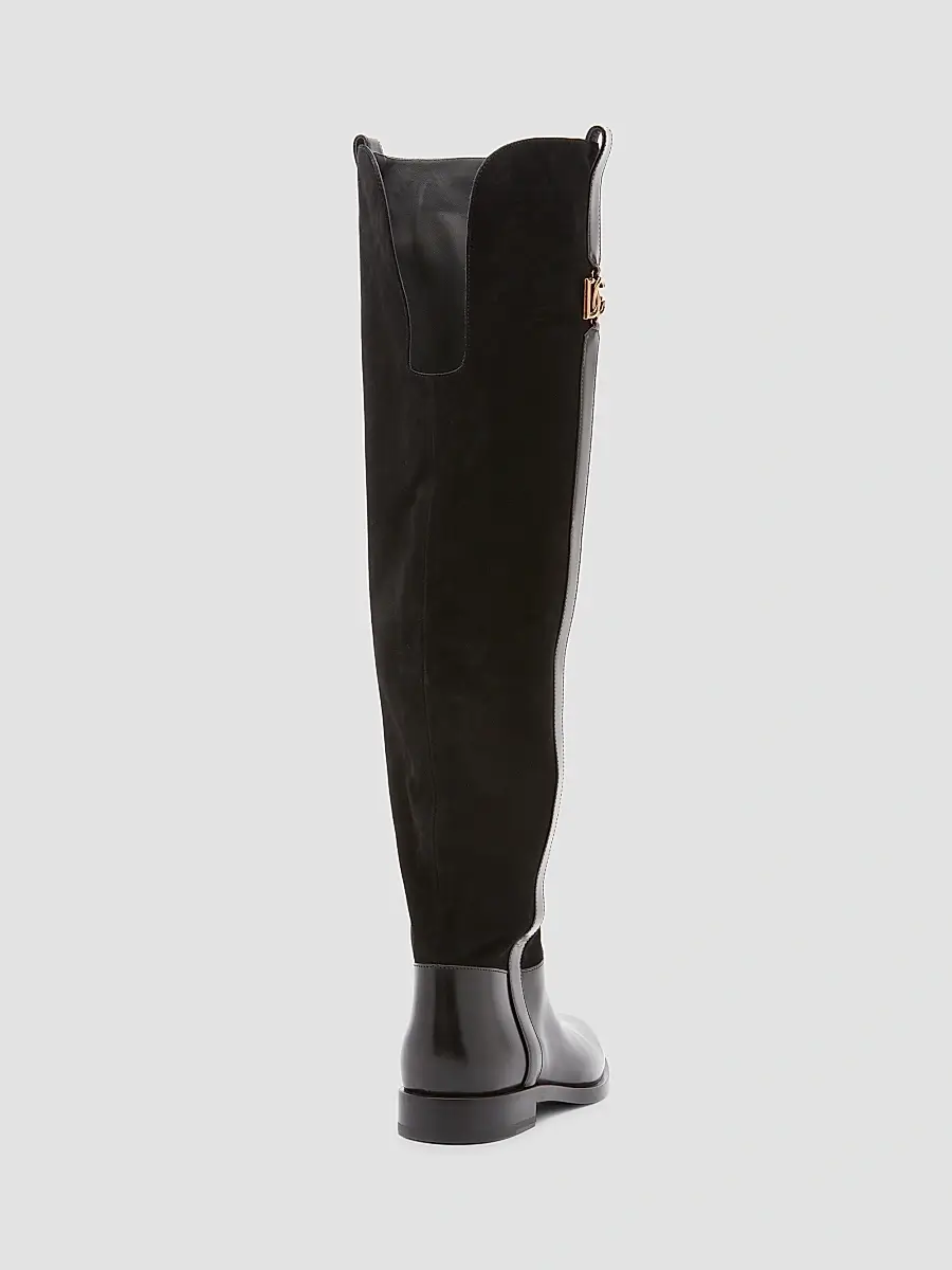 Dolce & Gabbana Women's Equestrian Suede & Leather Boots | Thumbnail 3