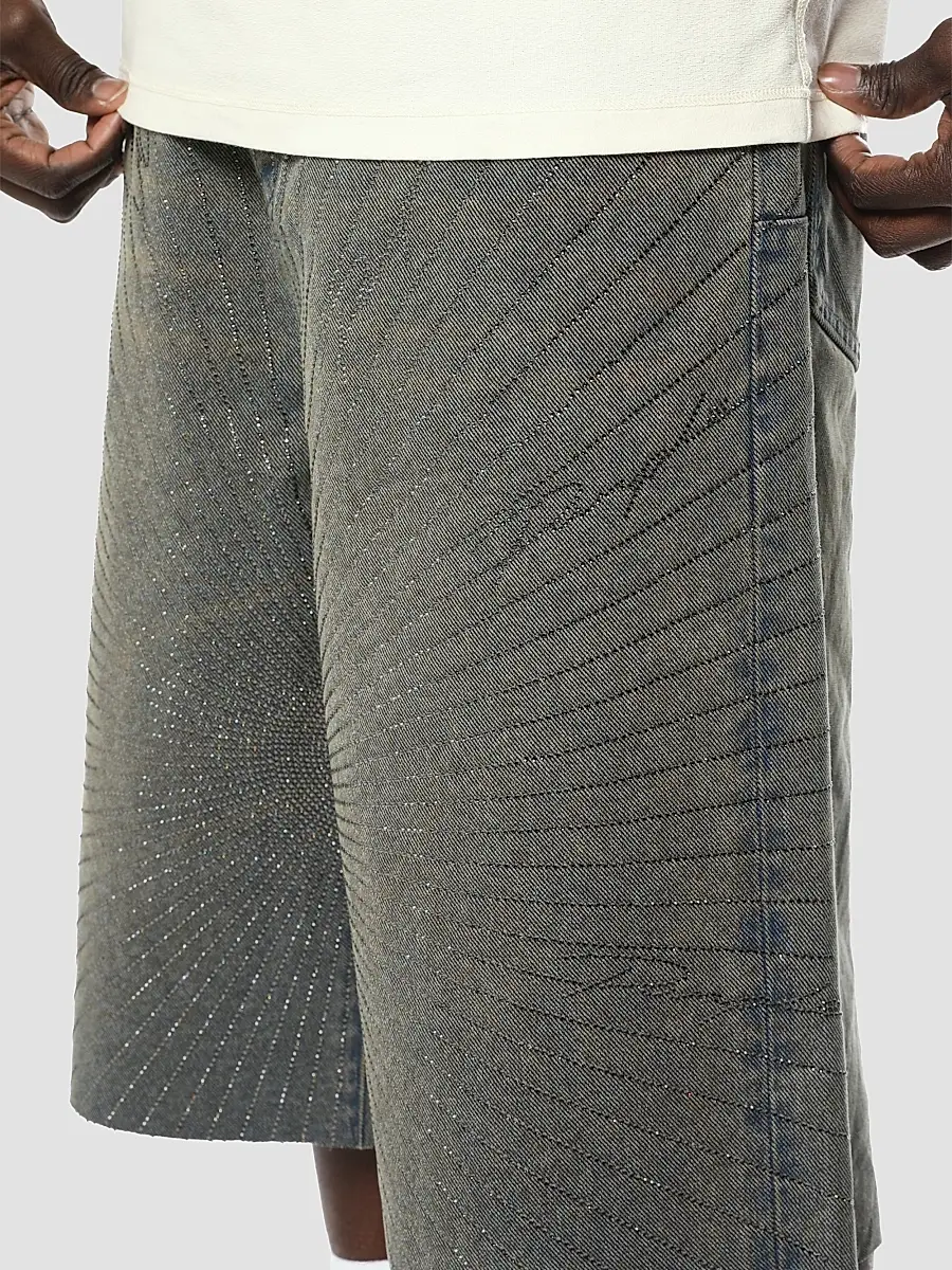 Purple Brand Men's Radial Hotfix Cotton Shorts | Thumbnail 4 Purple Brand Men's Radial Hotfix Cotton Shorts | Thumbnail 4