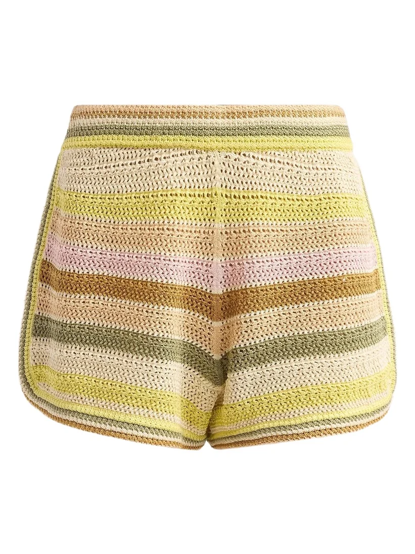 Zimmermann Women's Indra Stripe Crochet Cotton Shorts