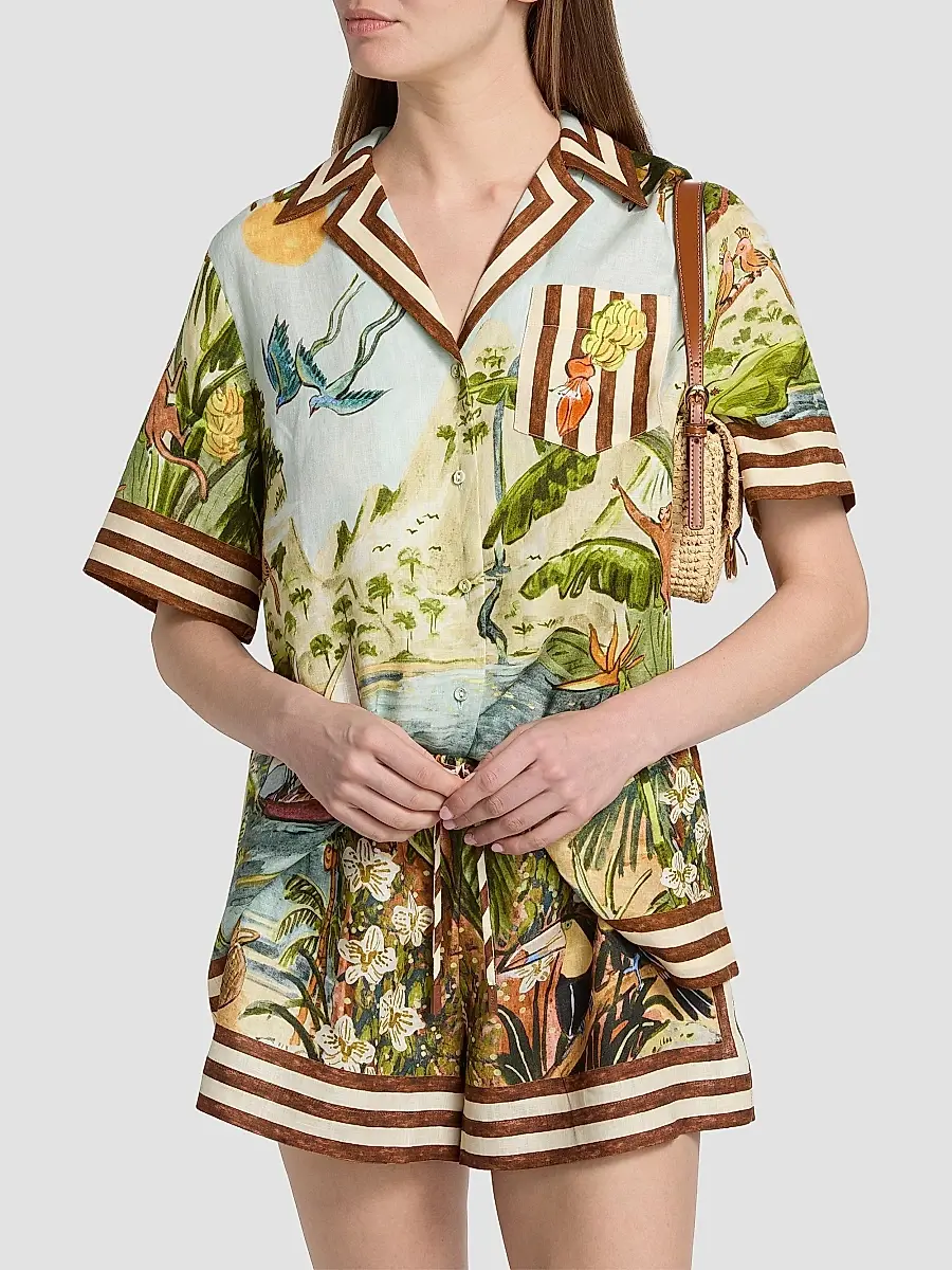 ALÉMAIS Women's Toucan Tango Linen Short-Sleeve Shirt | Thumbnail 3 ALÉMAIS Women's Toucan Tango Linen Short-Sleeve Shirt | Thumbnail 3