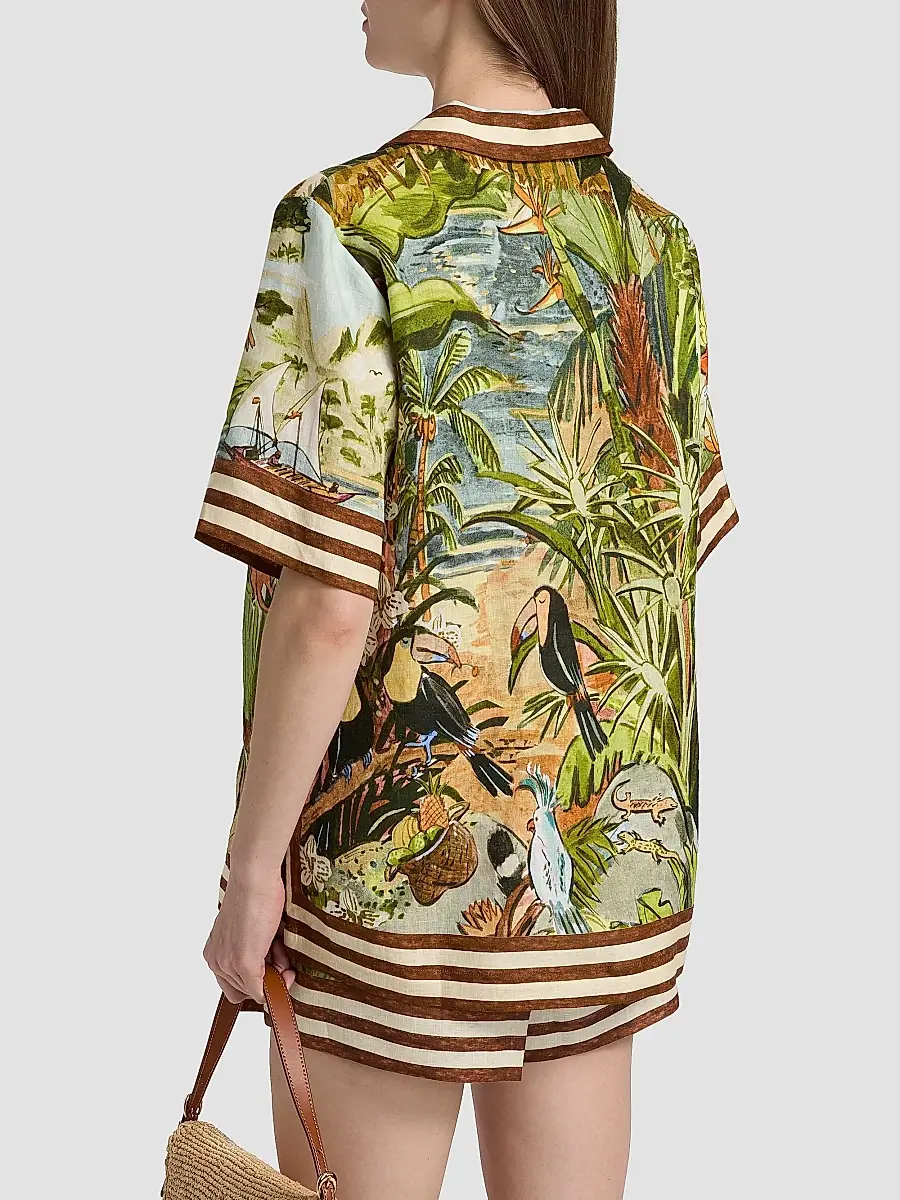 ALÉMAIS Women's Toucan Tango Linen Short-Sleeve Shirt | Thumbnail 5 ALÉMAIS Women's Toucan Tango Linen Short-Sleeve Shirt | Thumbnail 5