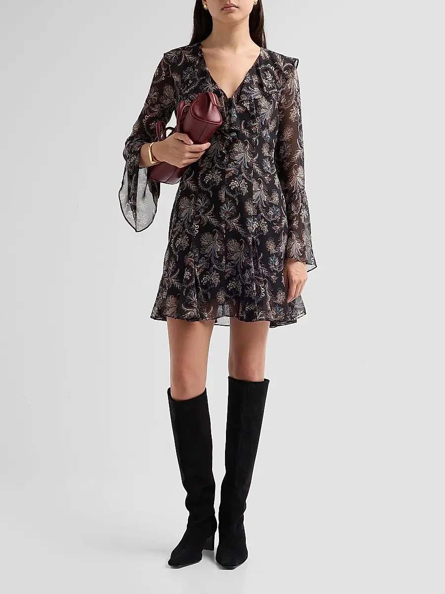 Veronica Beard Women's Adrienne Paisley Silk Ruffle Minidress | Thumbnail 2 Veronica Beard Women's Adrienne Paisley Silk Ruffle Minidress | Thumbnail 2