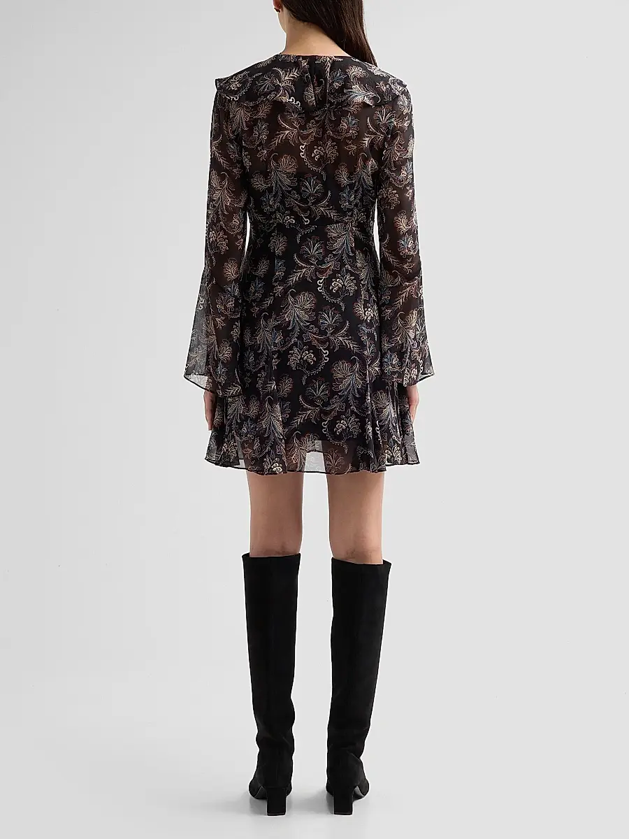 Veronica Beard Women's Adrienne Paisley Silk Ruffle Minidress | Thumbnail 3 Veronica Beard Women's Adrienne Paisley Silk Ruffle Minidress | Thumbnail 3