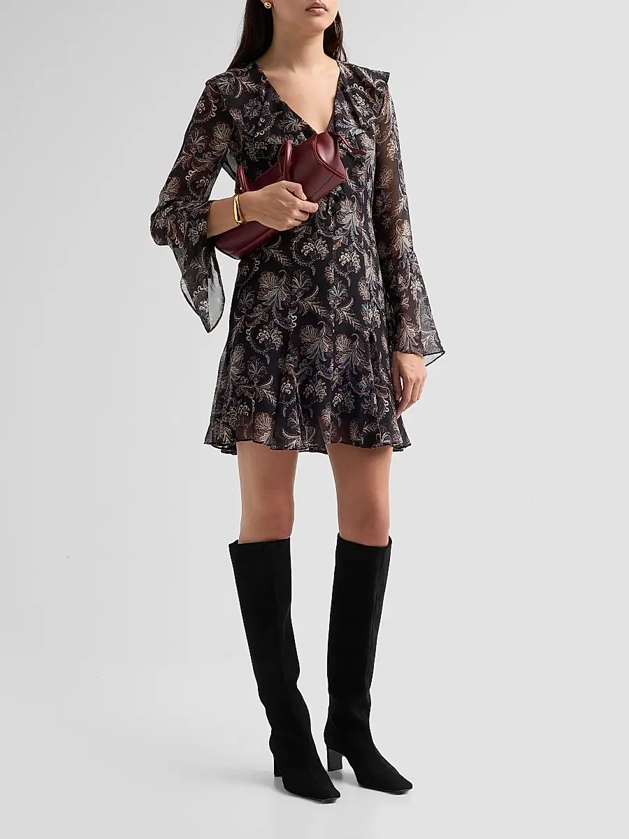 Veronica Beard Women's Adrienne Paisley Silk Ruffle Minidress | Thumbnail 4 Veronica Beard Women's Adrienne Paisley Silk Ruffle Minidress | Thumbnail 4