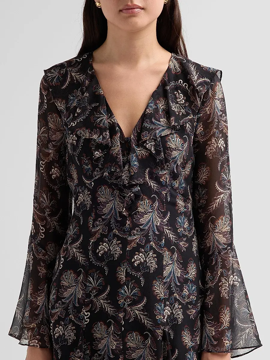 Veronica Beard Women's Adrienne Paisley Silk Ruffle Minidress | Thumbnail 5 Veronica Beard Women's Adrienne Paisley Silk Ruffle Minidress | Thumbnail 5
