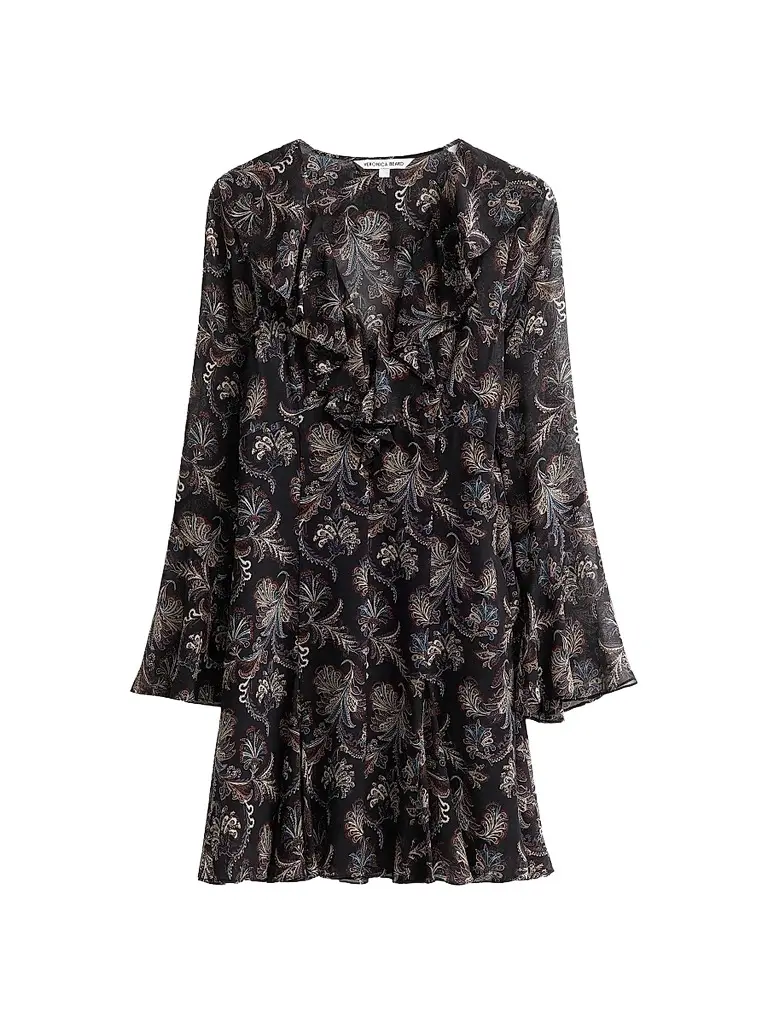 Women's Adrienne Paisley Silk Ruffle Minidress