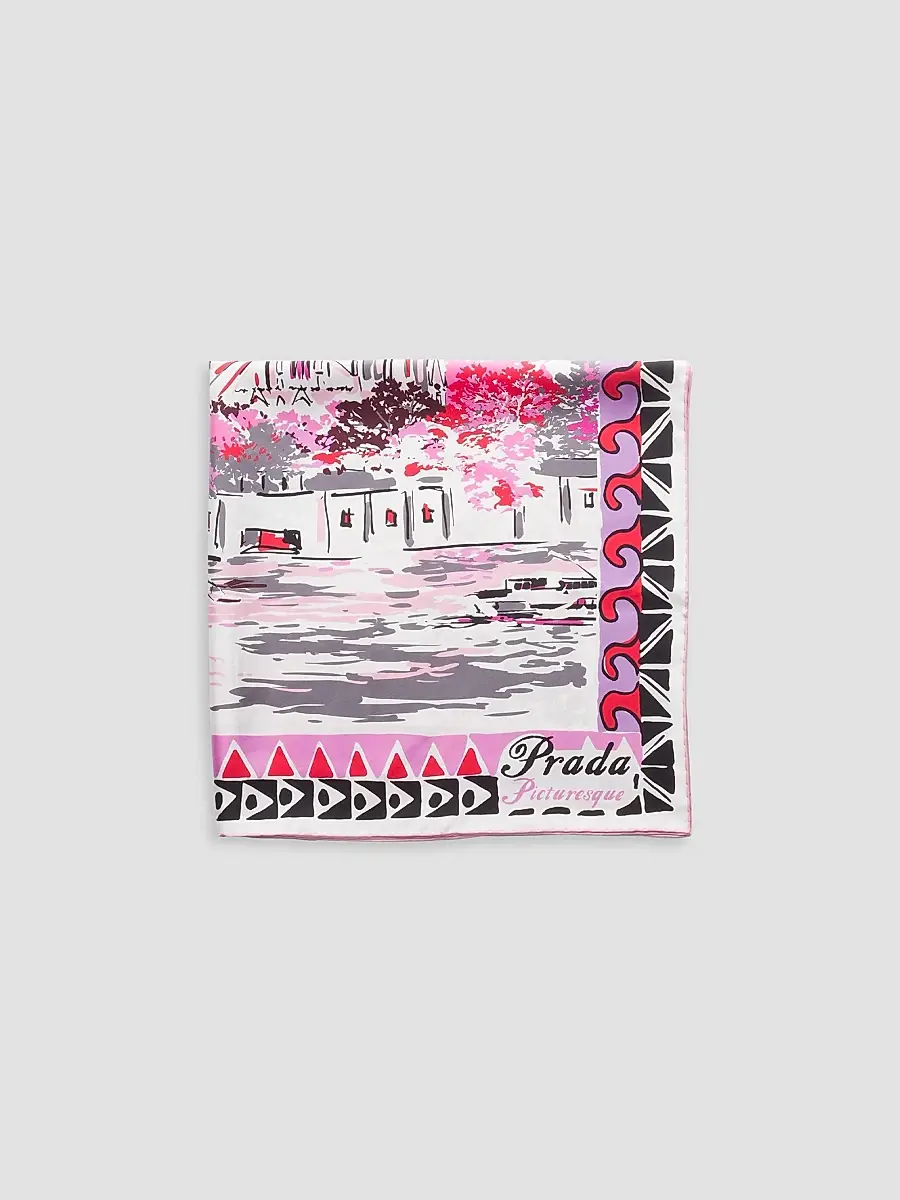 Prada Women's Pittoresque Paris Printed Silk Foulard 90CM Square Scarf | Thumbnail 2
