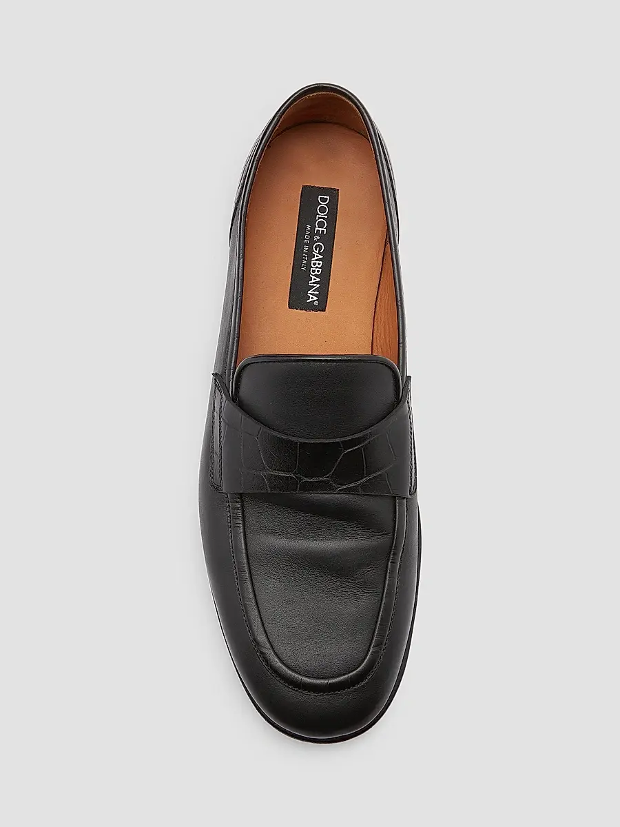 Dolce & Gabbana Men's Leather & Alligator Loafers - Nero | Thumbnail 4 Dolce & Gabbana Men's Leather & Alligator Loafers - Nero | Thumbnail 4