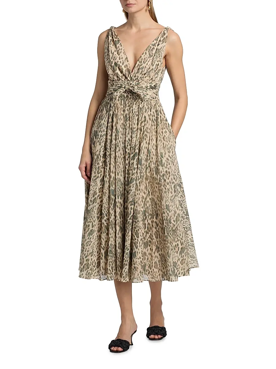 Ungaro Women's Jillian Leopard-Print Cotton Voile Midi-Dress | Thumbnail 2 Ungaro Women's Jillian Leopard-Print Cotton Voile Midi-Dress | Thumbnail 2