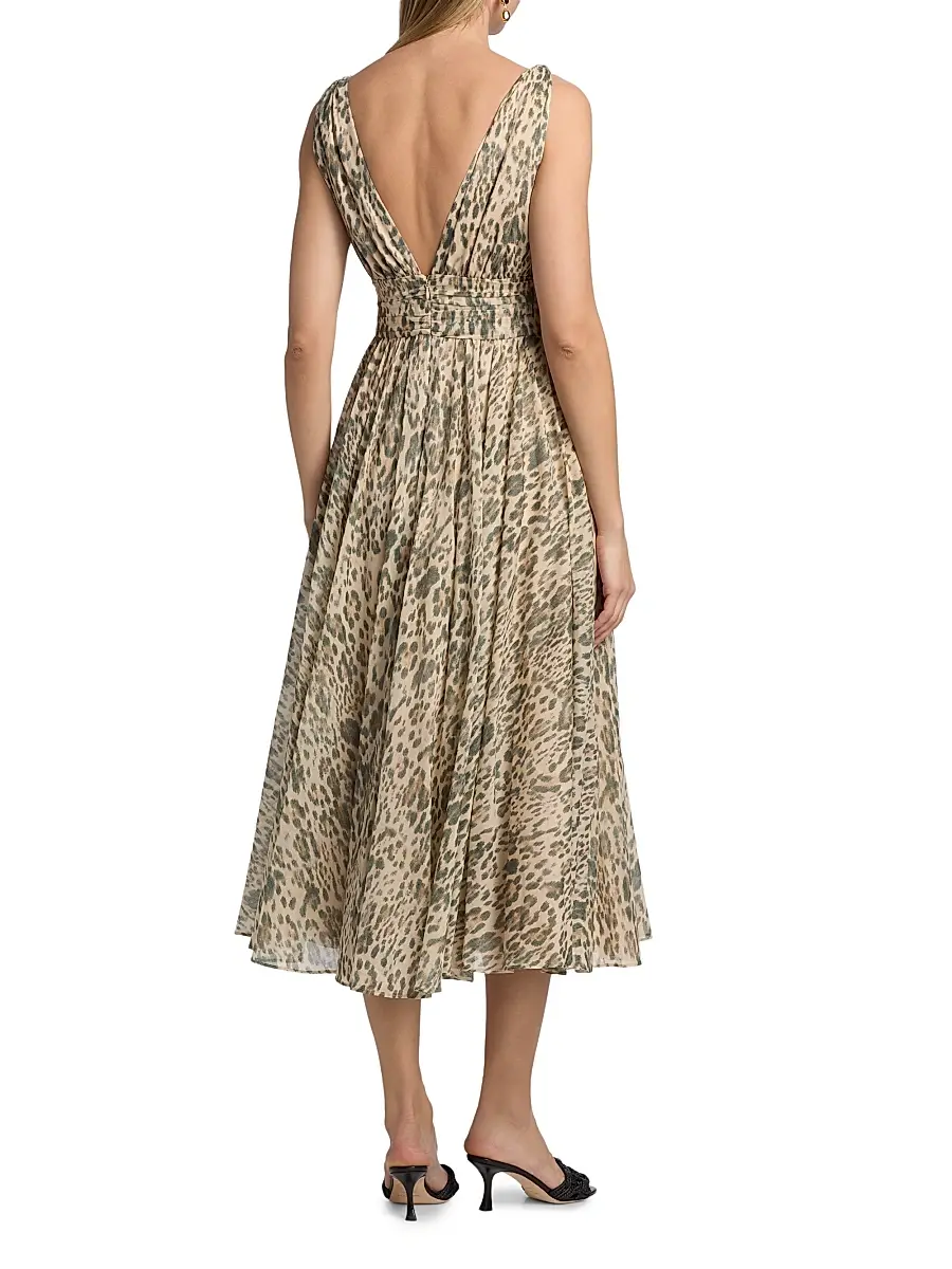 Ungaro Women's Jillian Leopard-Print Cotton Voile Midi-Dress | Thumbnail 5 Ungaro Women's Jillian Leopard-Print Cotton Voile Midi-Dress | Thumbnail 5