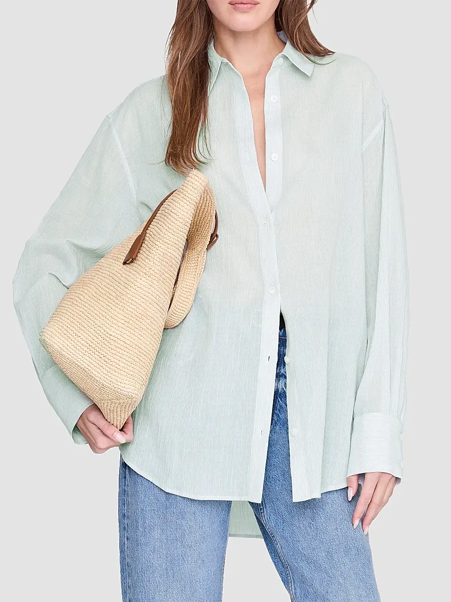 Anine Bing Women's Plaza Striped Cotton Shirt | Thumbnail 4