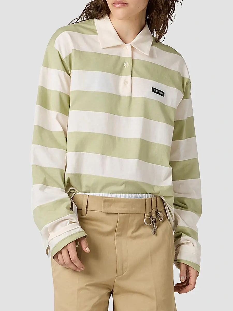 Miu Miu Women's Striped Jersey Polo Shirt | Thumbnail 2