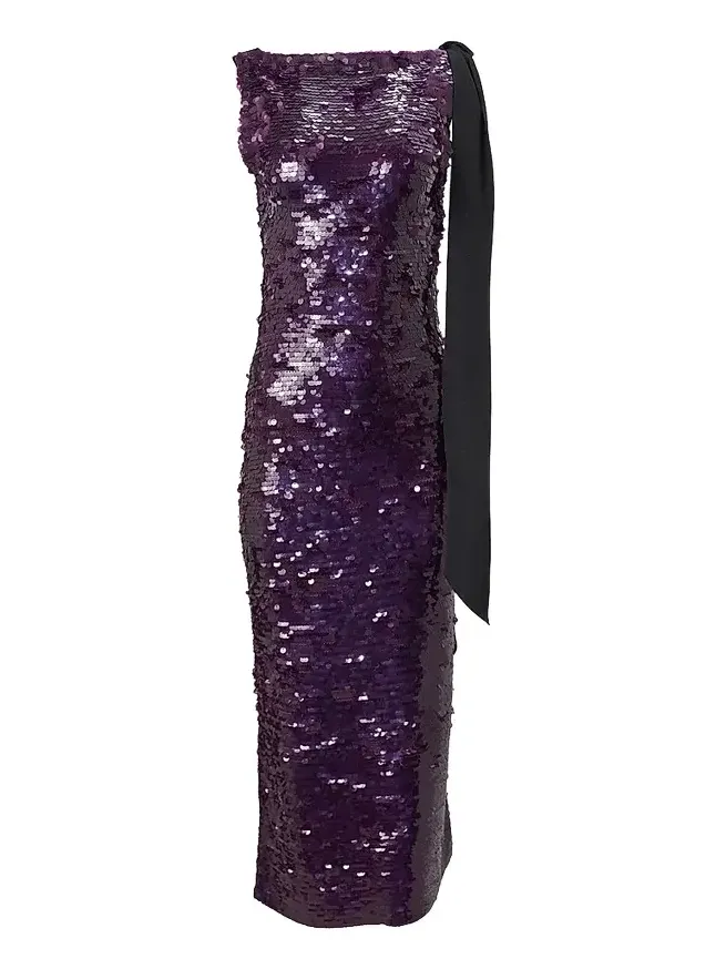 Women's Sequined Bow-Shoulder Sheath Gown Women's Sequined Bow-Shoulder Sheath Gown