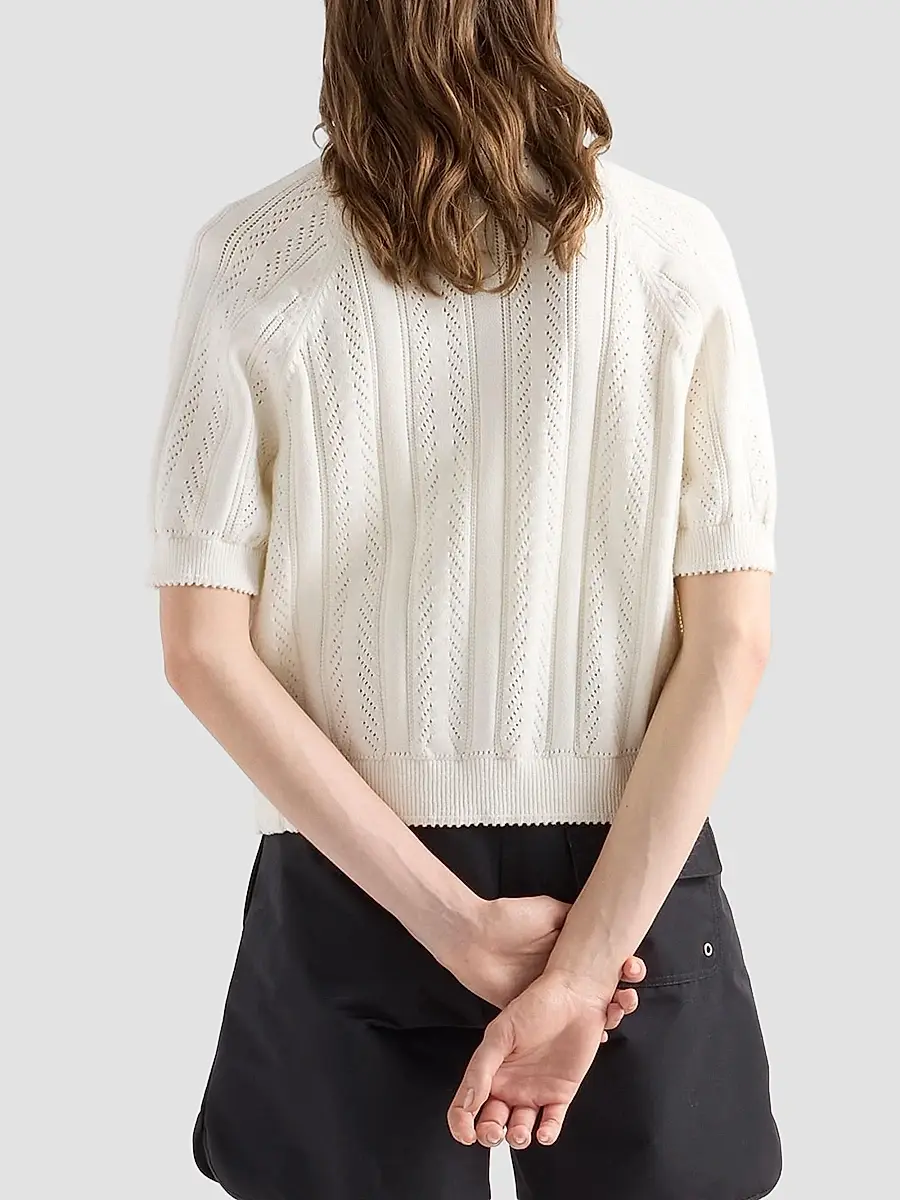 Prada Women's Short-Sleeved Openwork Cotton Cardigan | Thumbnail 5 Prada Women's Short-Sleeved Openwork Cotton Cardigan | Thumbnail 5