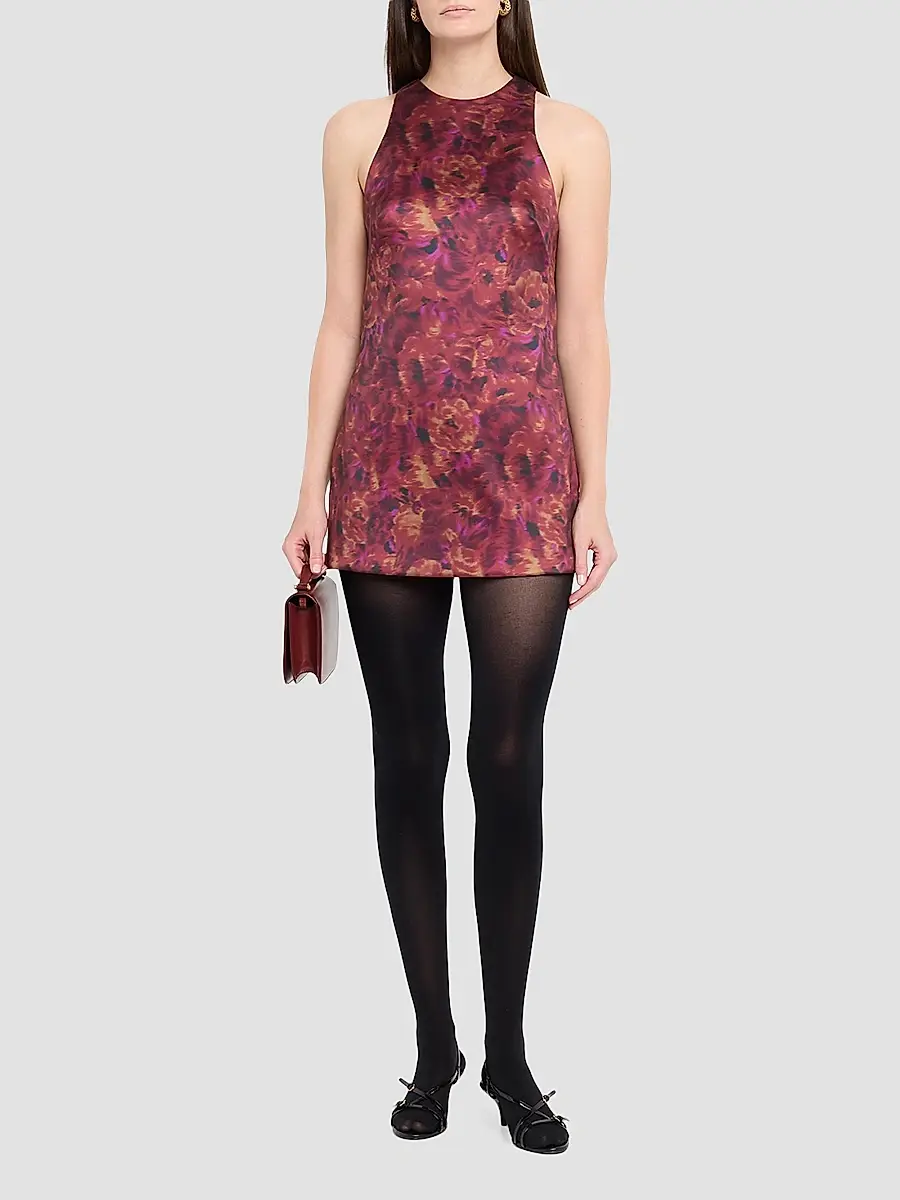 Brandon Maxwell Women's The Joelle Floral Stretch Mikado Sleeveless Mini Dress | Thumbnail 2 Brandon Maxwell Women's The Joelle Floral Stretch Mikado Sleeveless Mini Dress | Thumbnail 2