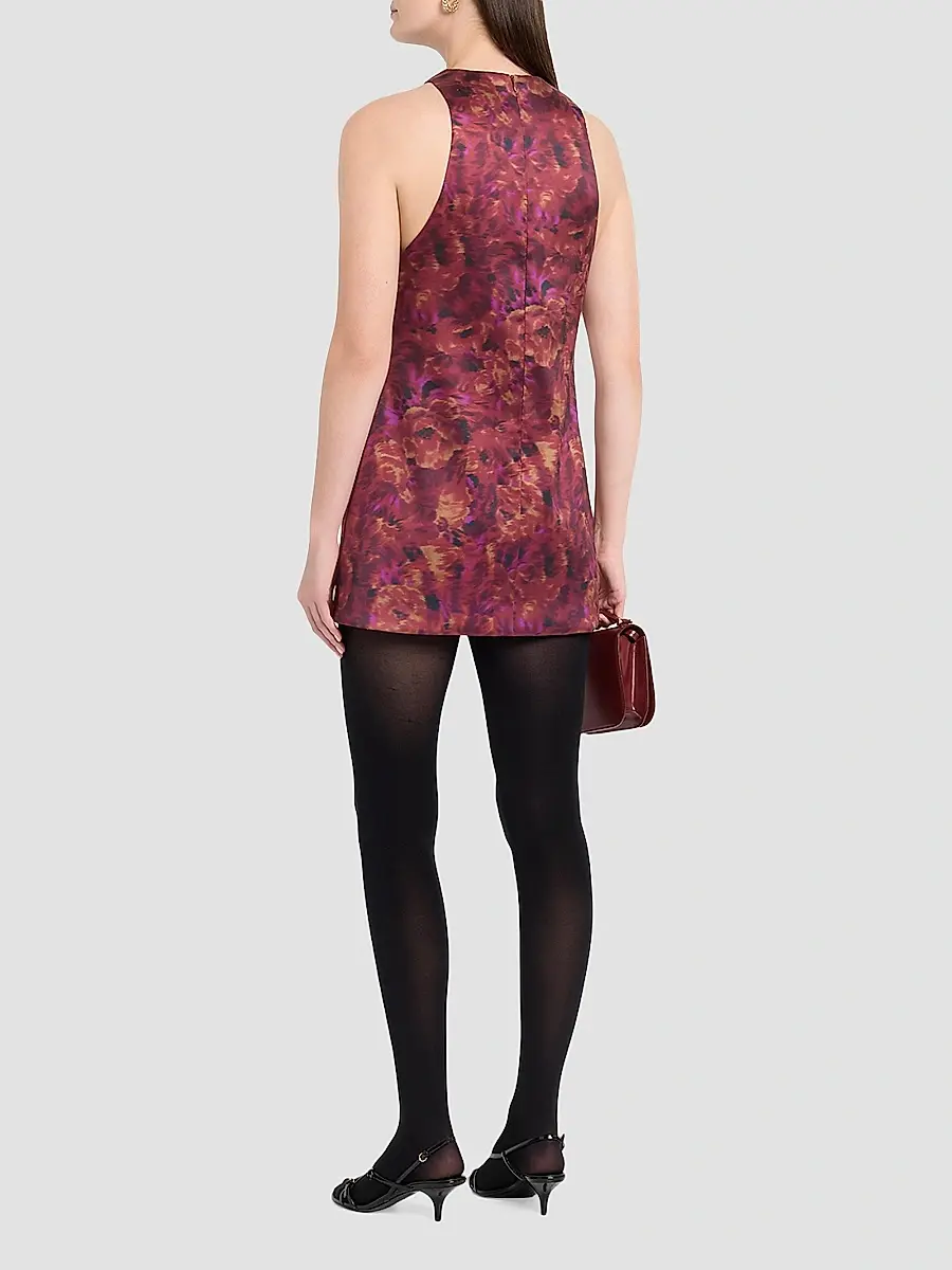 Brandon Maxwell Women's The Joelle Floral Stretch Mikado Sleeveless Mini Dress | Thumbnail 3 Brandon Maxwell Women's The Joelle Floral Stretch Mikado Sleeveless Mini Dress | Thumbnail 3