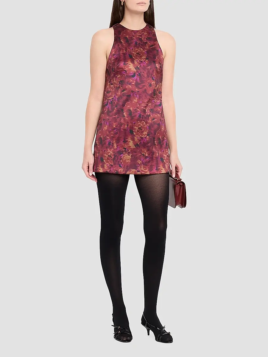 Brandon Maxwell Women's The Joelle Floral Stretch Mikado Sleeveless Mini Dress | Thumbnail 4 Brandon Maxwell Women's The Joelle Floral Stretch Mikado Sleeveless Mini Dress | Thumbnail 4