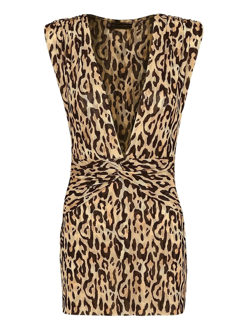 Women's Cindy Leopard Cover-Up Minidress