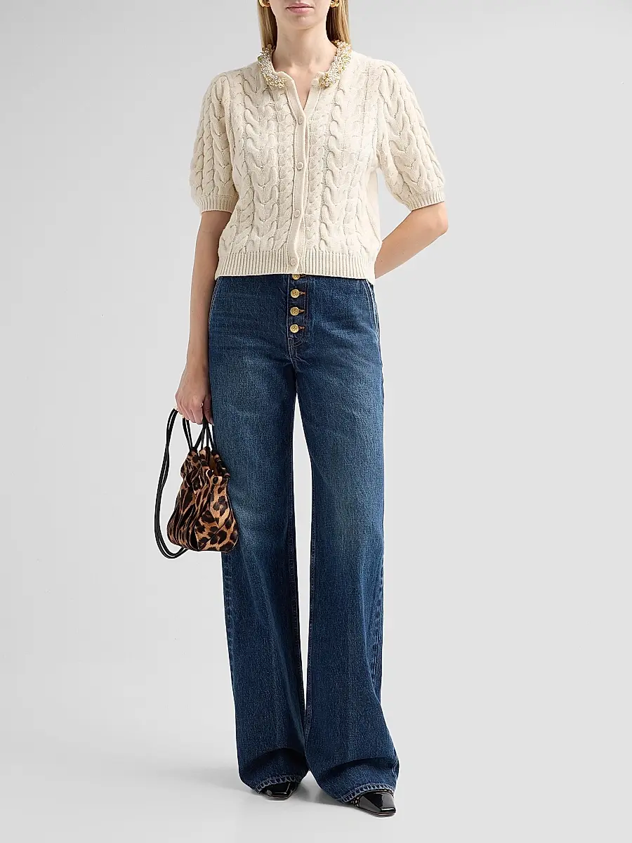 Ulla Johnson Women's Olivia Cable-Knit Merino Wool-Cashmere Cardigan | Thumbnail 2