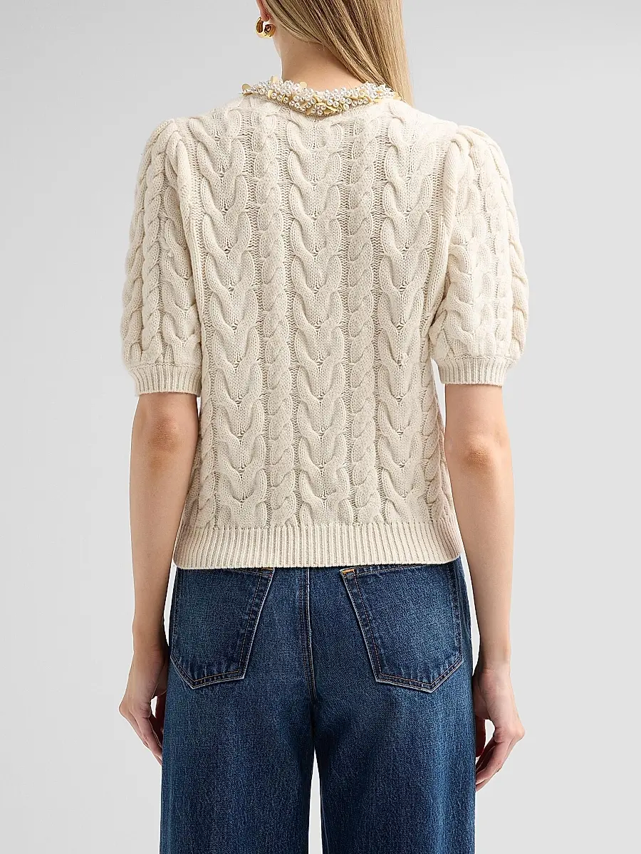 Ulla Johnson Women's Olivia Cable-Knit Merino Wool-Cashmere Cardigan | Thumbnail 3