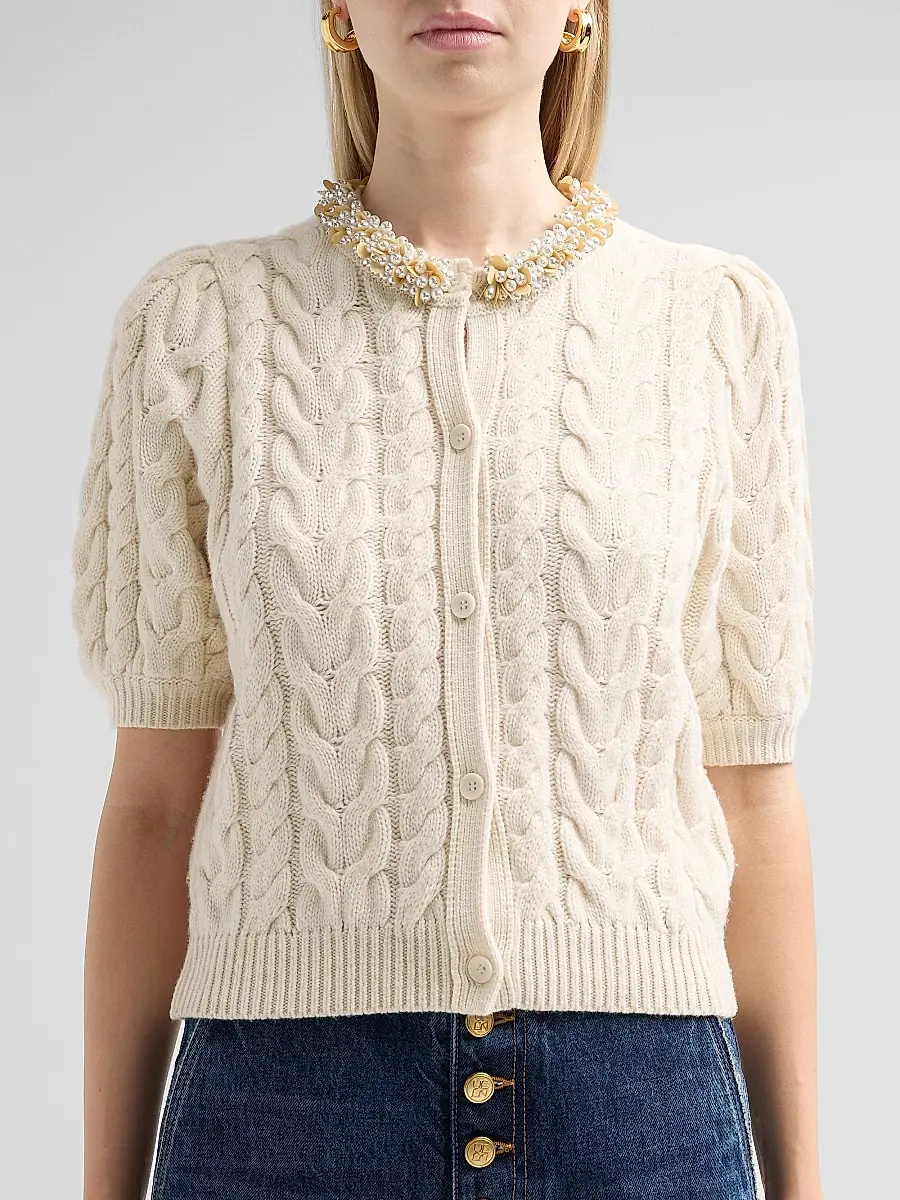 Ulla Johnson Women's Olivia Cable-Knit Merino Wool-Cashmere Cardigan | Thumbnail 5