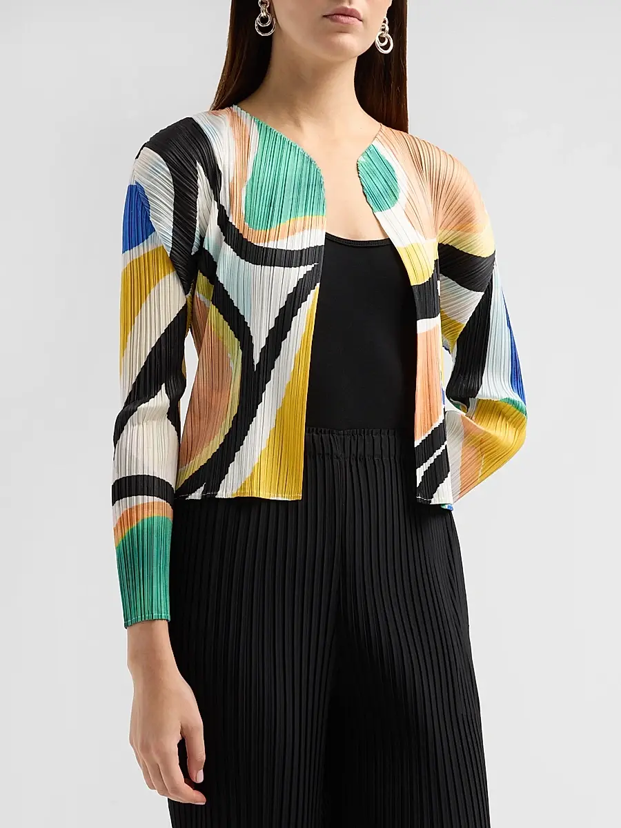 Pleats Please Issey Miyake Women's Roll Abstract Pleated Cardigan | Thumbnail 4 Pleats Please Issey Miyake Women's Roll Abstract Pleated Cardigan | Thumbnail 4