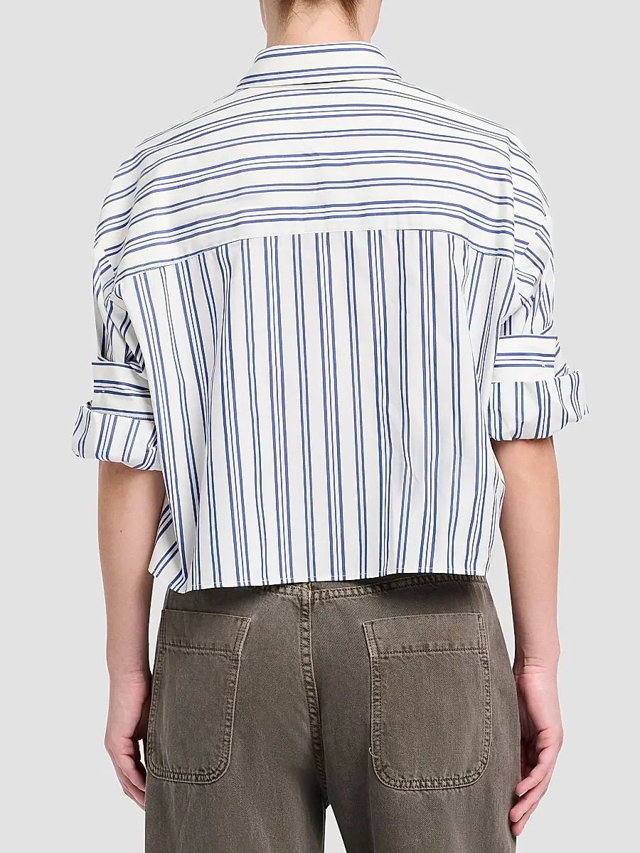 TWP Women's Next Ex Striped Cotton Crop Shirt | Thumbnail 3 TWP Women's Next Ex Striped Cotton Crop Shirt | Thumbnail 3