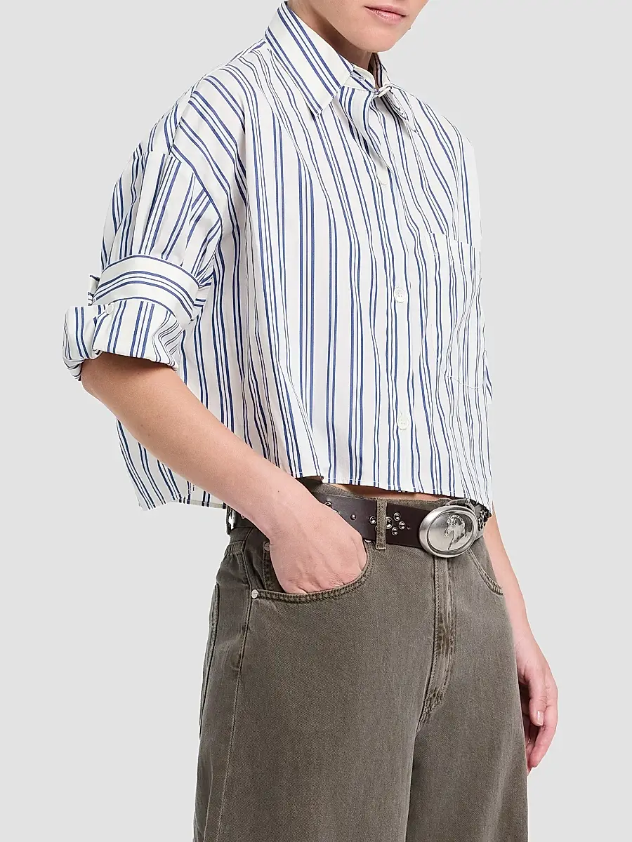 TWP Women's Next Ex Striped Cotton Crop Shirt | Thumbnail 6 TWP Women's Next Ex Striped Cotton Crop Shirt | Thumbnail 6