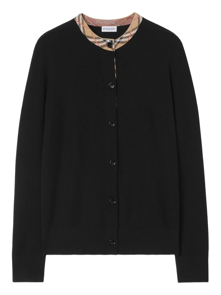 Women's Margot Check Trim Wool Cardigan
