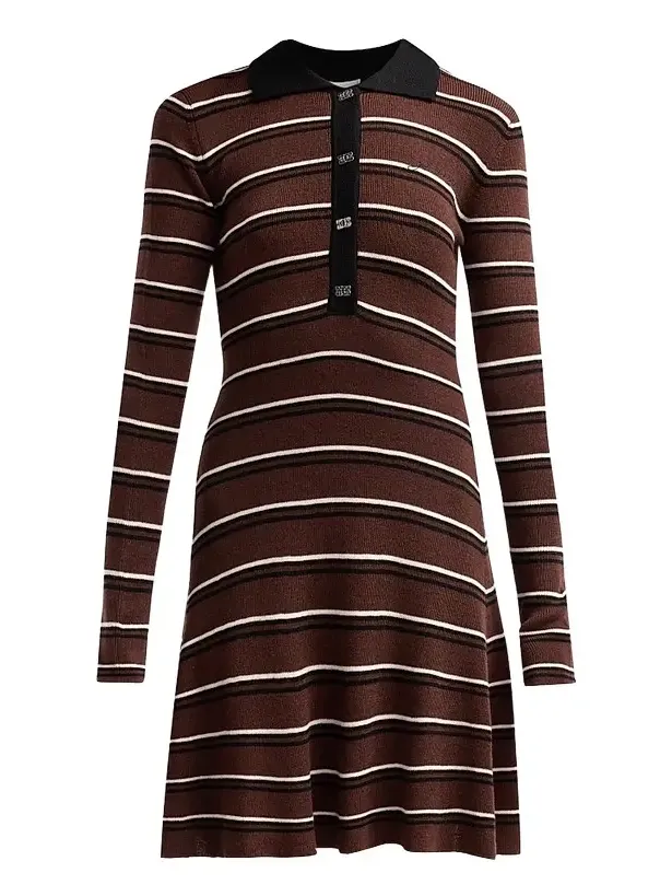 Women's Striped Wool Polo Mini Dress Women's Striped Wool Polo Mini Dress