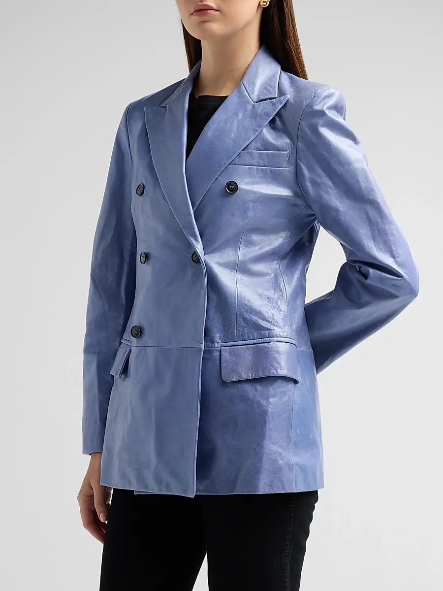 Frame Women's The Leather Boulevard Double-Breasted Blazer | Thumbnail 4 Frame Women's The Leather Boulevard Double-Breasted Blazer | Thumbnail 4