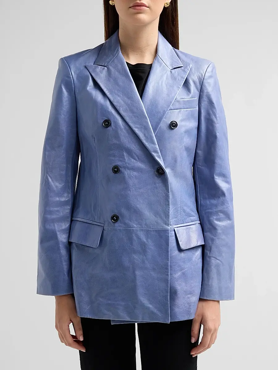 Frame Women's The Leather Boulevard Double-Breasted Blazer | Thumbnail 5 Frame Women's The Leather Boulevard Double-Breasted Blazer | Thumbnail 5