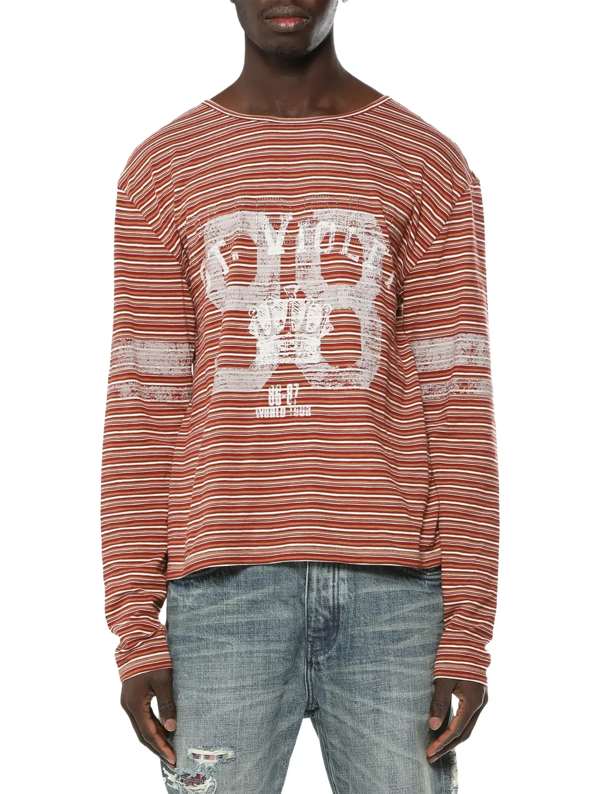 Purple Brand Men's Striped Slub Jersey Shirt